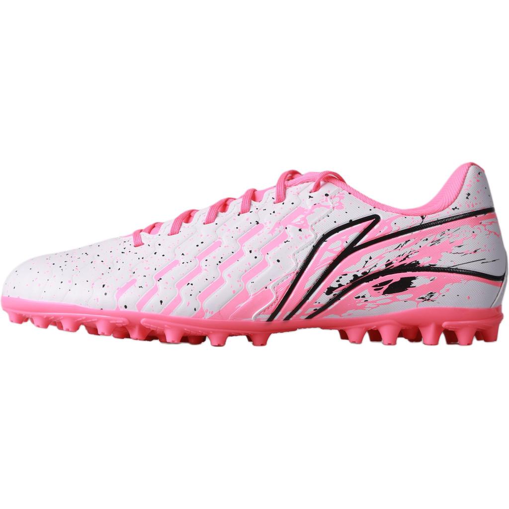 Li Ning Kids Football PU Synthetic Leather Simple Comfortable Fashion Non-Slip Low-Top Football Shoes Fluorescent Lotus Pink YKGV056-17