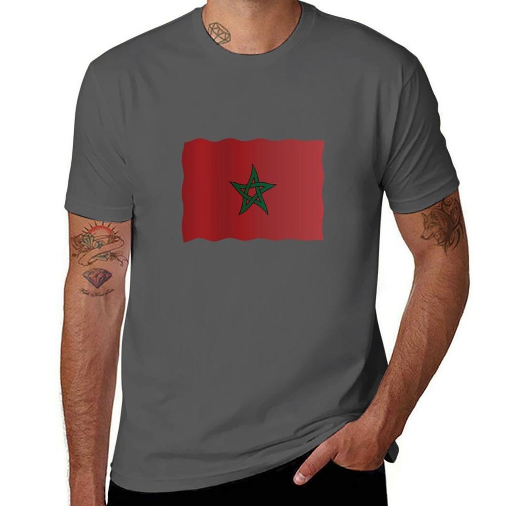 Morocco Flag Tshirt Basic Regular Fit Casual Tshirt
