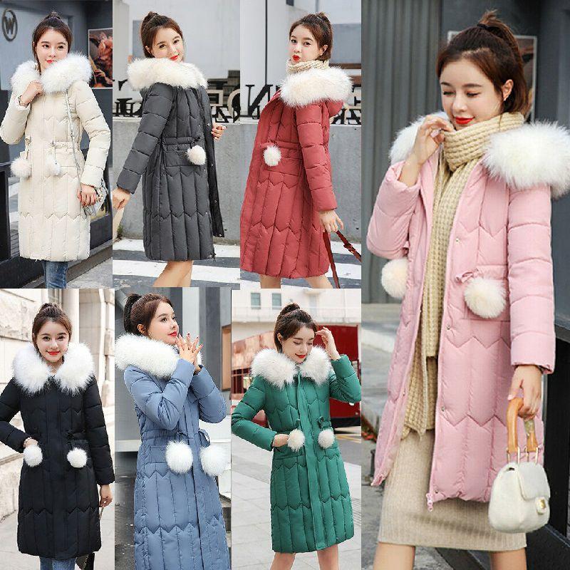 Outwear Winter Parka Coats Women Warm Long Coat Fur Collar Hooded Jacket Slim