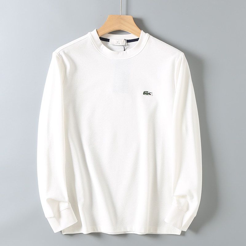 Waffle Texture Skin-Friendly Stretchy Export Surplus Autumn Men's Casual Versatile Long-Sleeve T-Shirt Round Neck Base Shirt