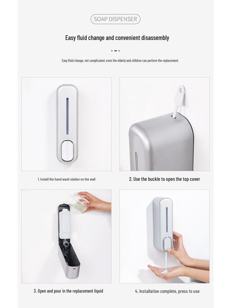 Wall-Mounted No-Drill Manual Soap & Shampoo Dispenser