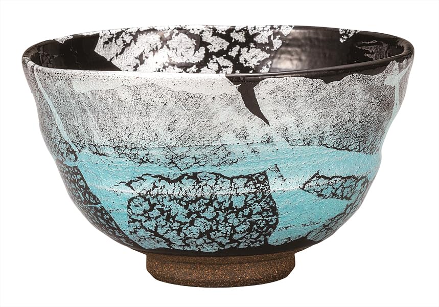 Nakamaru "Kutani Ware" Matcha Bowl, Silver Glaze K9-883
