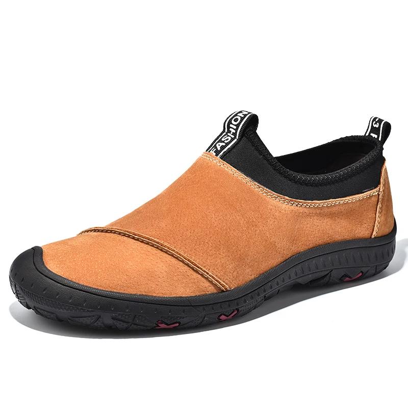 Men Leather Casual Shoes Luxury Breathable Soft Driving Shoes Anti-Slip Hand Walking Men Sports Shoes For Men With Free Shipping