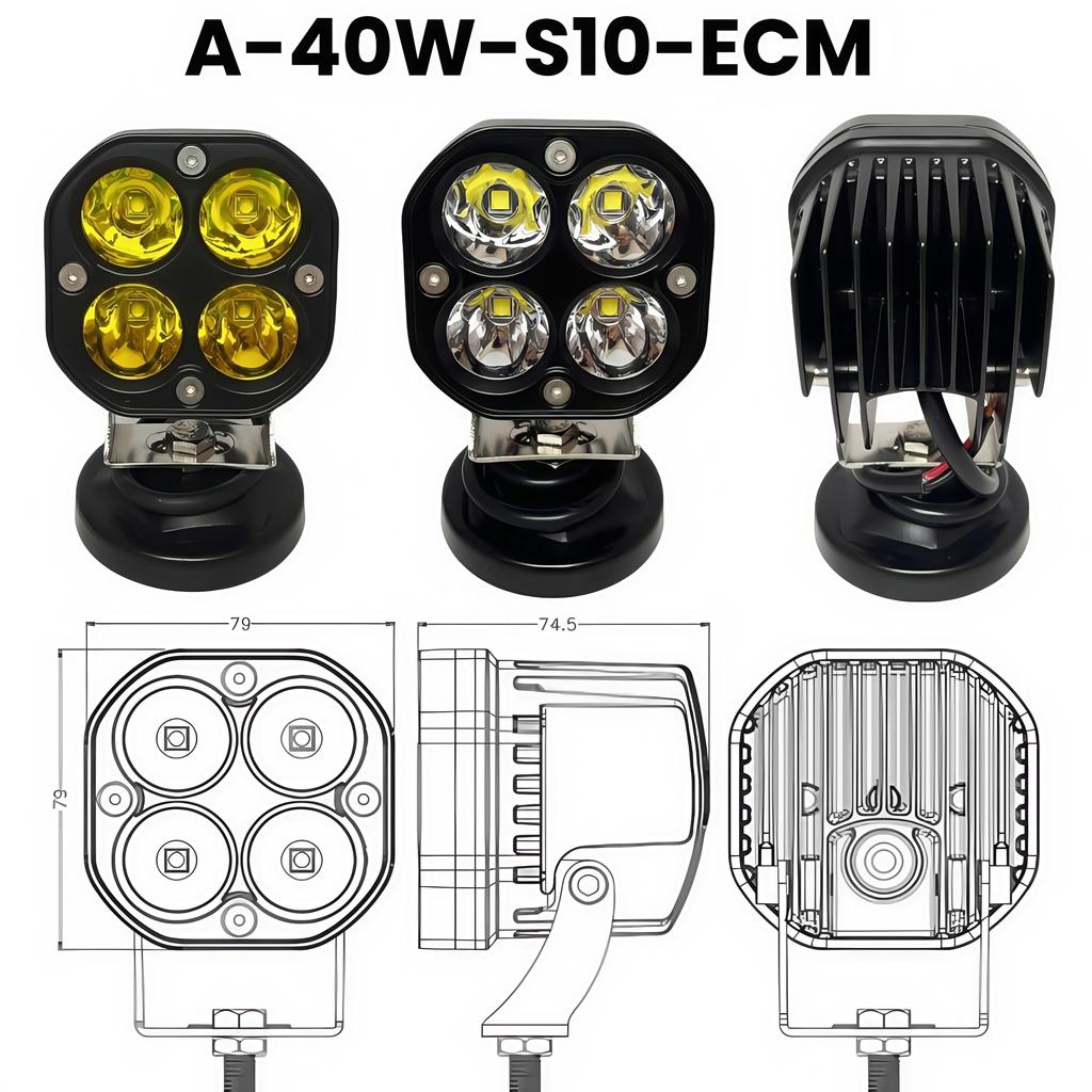 40W Pod LED Work Light for Truck ATV 4000LM Off-Road 4X4 Auxiliary Fog Light IP68 Retrofit Headlight for Vehicle 40W Spotlight