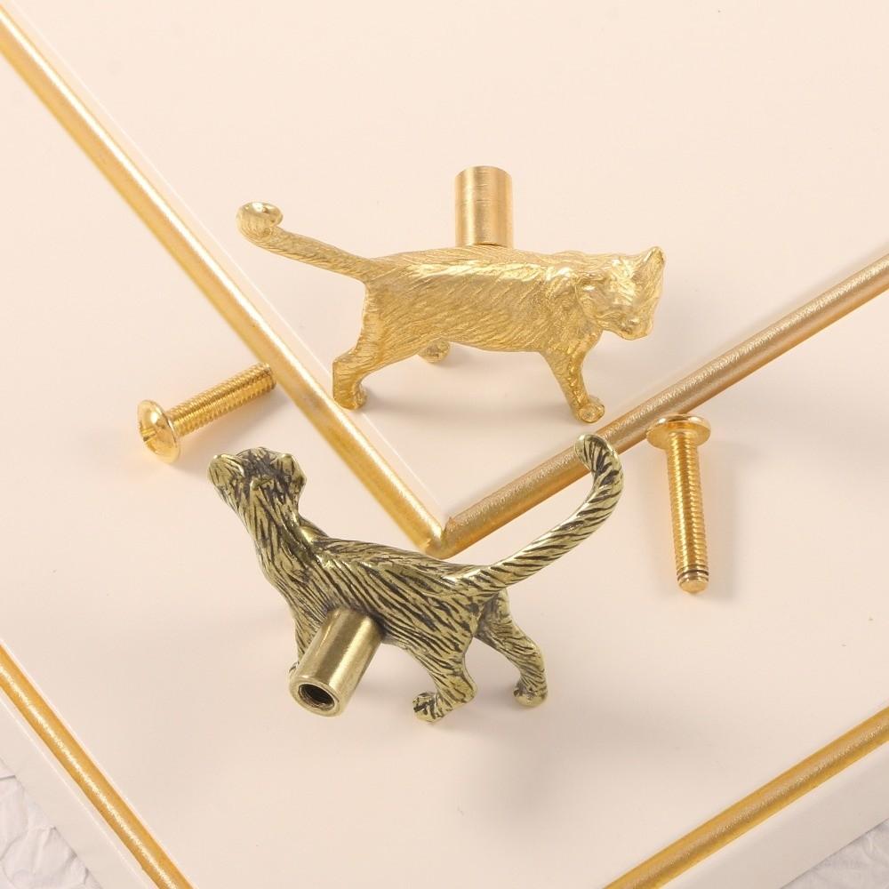 Vintage Cat Furniture Handle Animal Shaped Handles Cupboard Drawer Pulls  For Kitchen Wine Cabinet