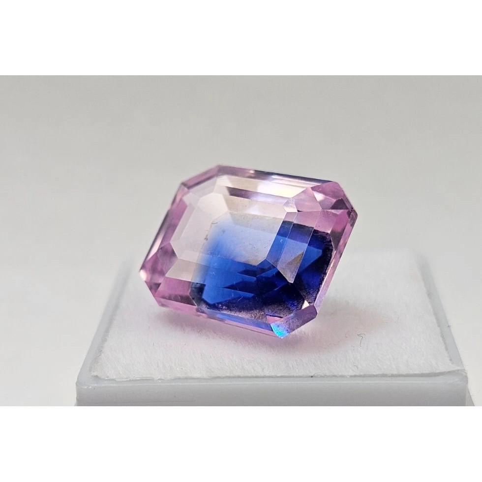 Beautiful Pitambari Sapphire Bi-Color Emerald Cut 20+ Ct Certified Gemstone
