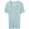 Sancai Plus Size Linen Lyocell Button-Down Knit Top