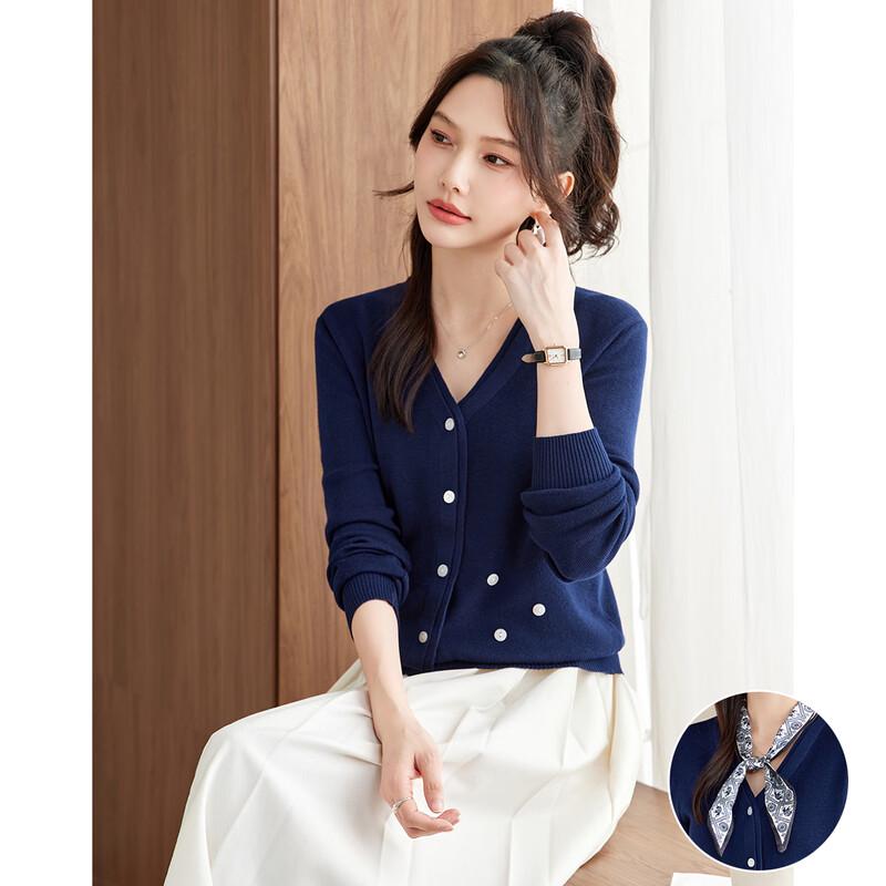 TERRE BLEUE Women s V-Neck Loose Knit Sweater One Size