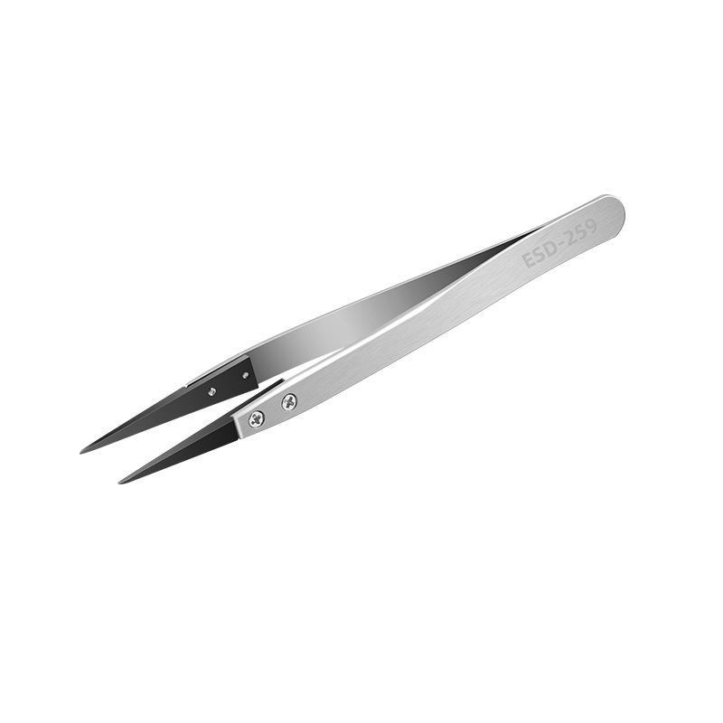 1pc ESD-259 Stainless Steel Precision Pliers-Precision Anti-Static Carbon Fiber Tweezers,Used For Crafts,Jewelry,Electronics 259-1pcs