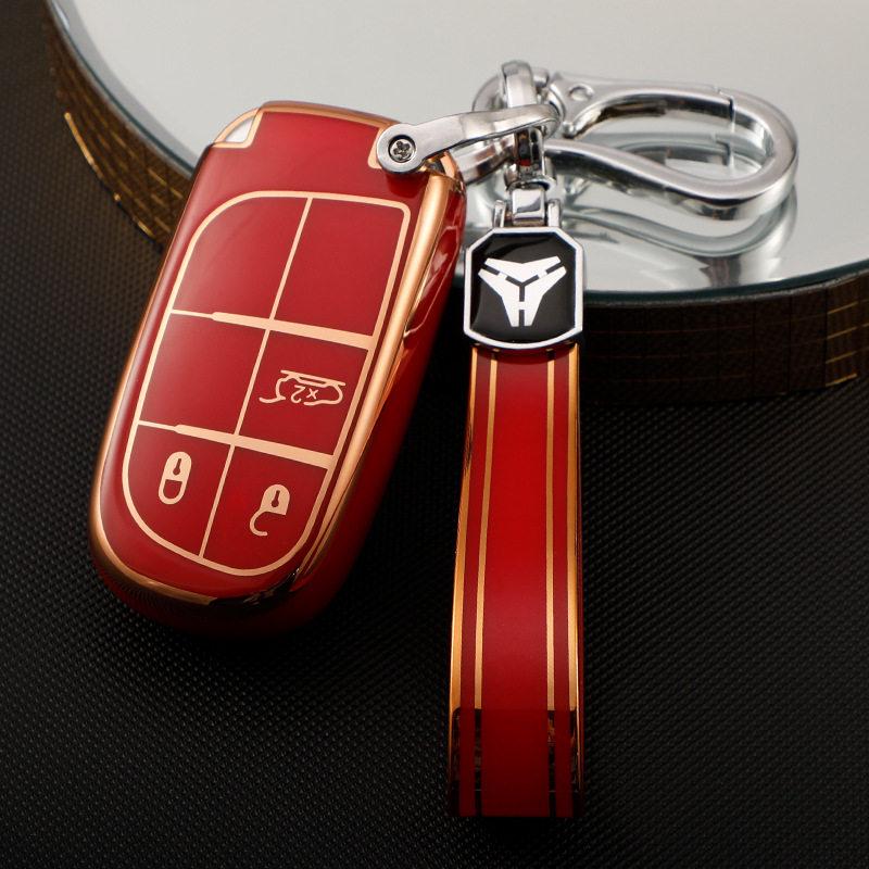 Jeep Compass, Renegade, Cherokee, Grand Commander Gold Edge Car Key Case