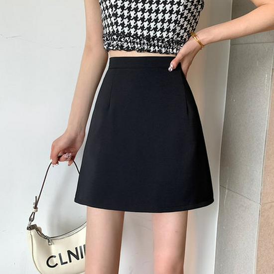 

Women s 2024 Summer College Style Black High Waist Slimming A-Line Skirt L