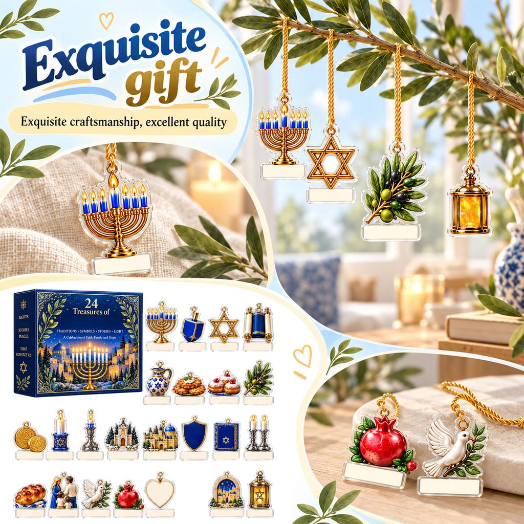 2D Acrylic Hanging Ornaments Advent Calendar Holiday Countdown Gift Set for Christmas Decor