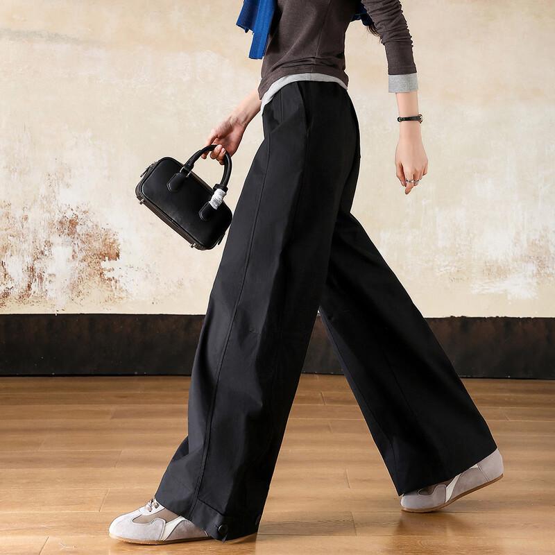 Demana Women's Brushed Cotton High-Waist Curved Casual Pants