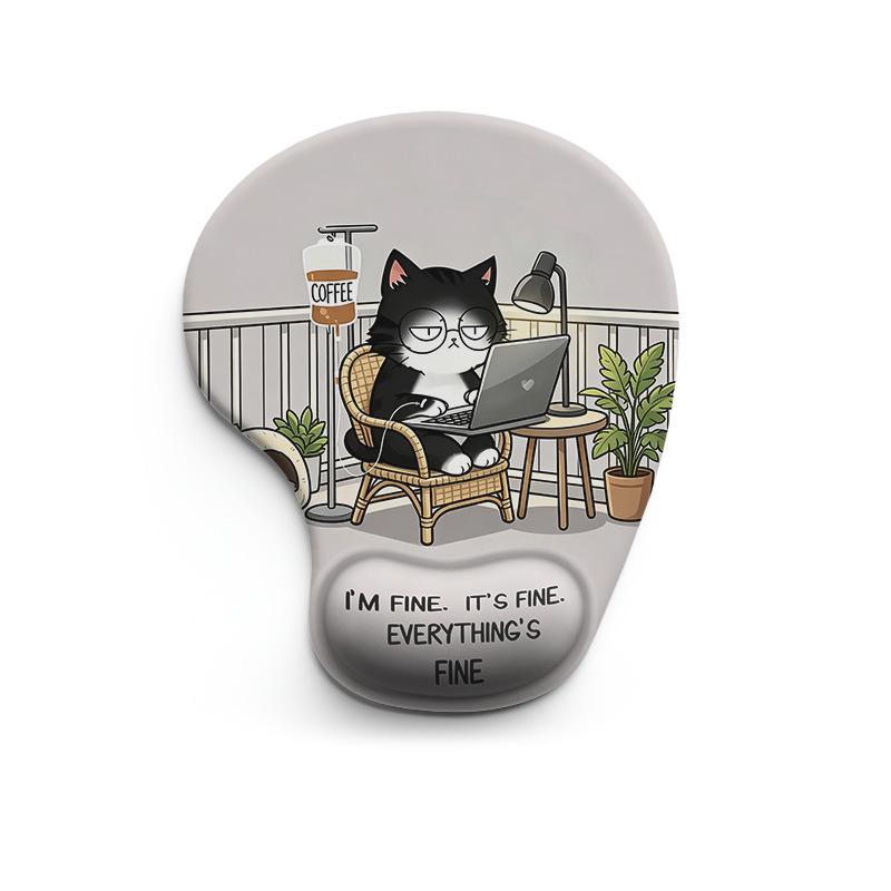 Cartoon Animal Silicone Mouse Pad with Wrist Support - Customizable and Dirt-Resistant.