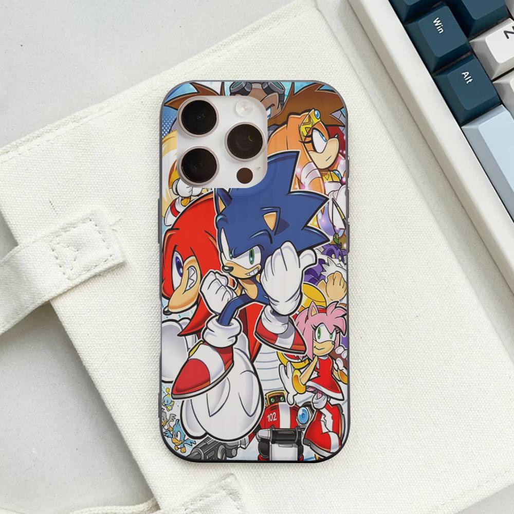 Anime S-Sonic H-HedgehogES For IPhone 16 15 14 13 12 11 17 Pro Max Plus Wave Corrugated Phone Case Anti Drop Cover