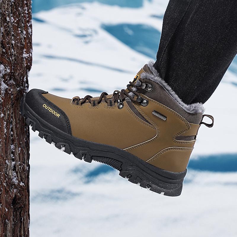 39-46 Men Winter Snow Boots For Waterproof Leather Sneakers Super Warm Men's Boots Outdoor Male Hiking Boots Work Shoes Size 39-48