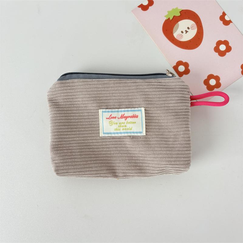 2026 New Corduroy Zero Wallet Solid Color Portable Pocket Wallet Zipper Coin Purse Card Bag Key Earphones Lipstick Case