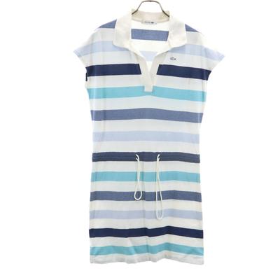 Border Pattern French Sleeve Skipper Polo Mini Dress Women Used