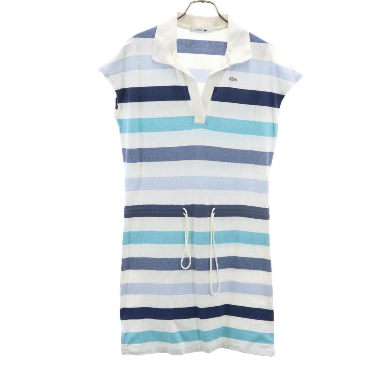 

LACOSTE Border Pattern French sleeve Skipper Polo mini dress Women Used