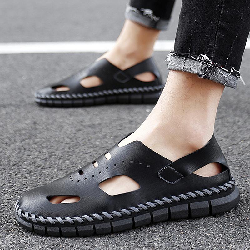 Luxury Handmade Summer Shoes Brand Designer Casual Sandals Classic Slip On Outdoor Men Sandals Leather Comfy Walking Sneakers