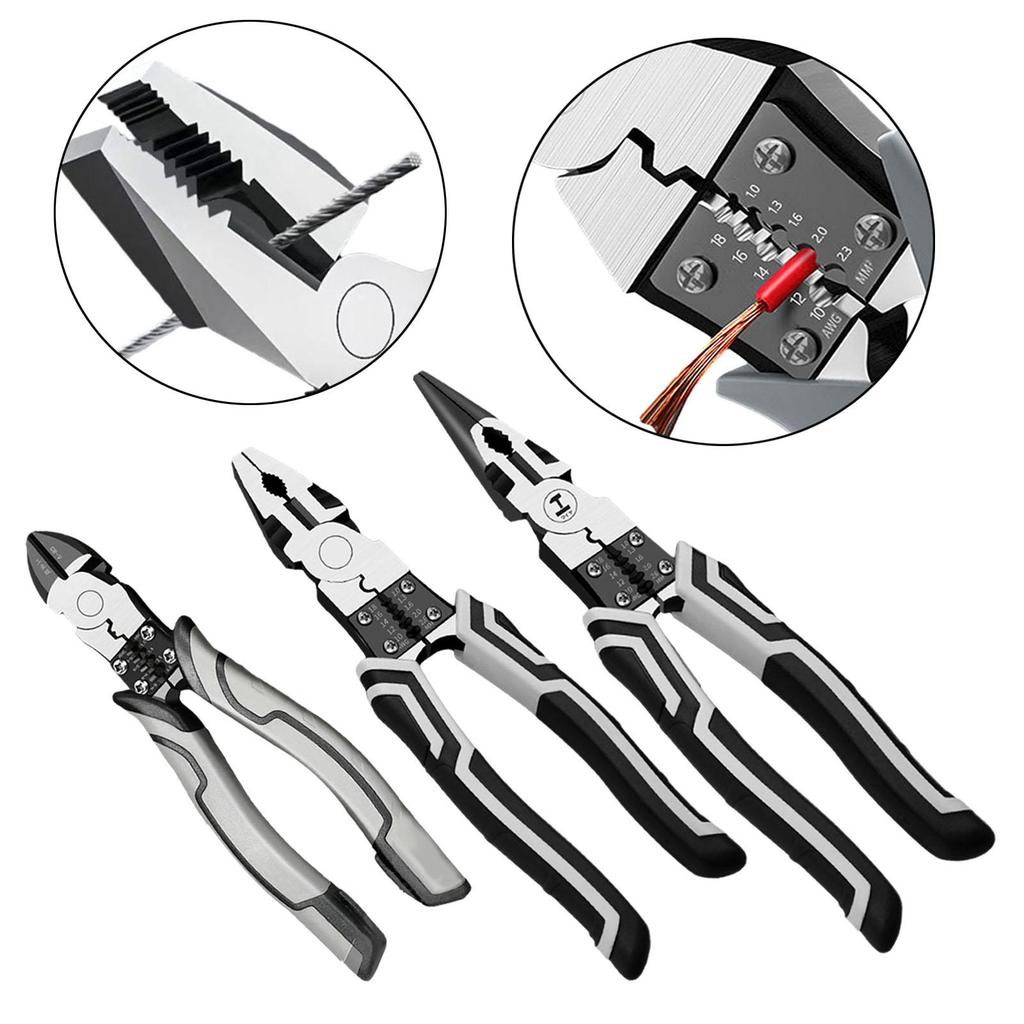 Multifunctional Wire Stripper Hand Tool Crimper Electrician Wire Plier Cutter for Winding Screwing Wire Cutting Crimping
