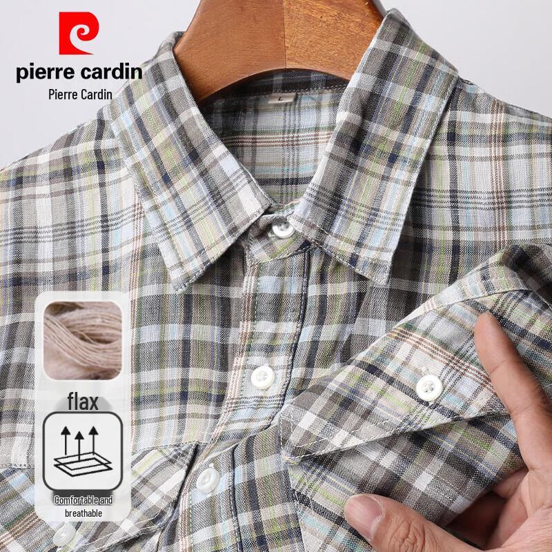 Pierre Cardin Men s 100% Linen Short Sleeve Collared Shirt M