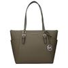 Front Logo Detachable Detail Zipper Closure Fashion Tote Leather Shoulder Bag Large Women's Green with Olive