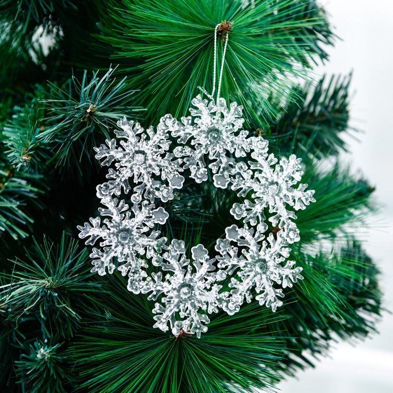 Transparent Acrylic Christmas Tree Ornaments: Elk & Snowflake Decorations