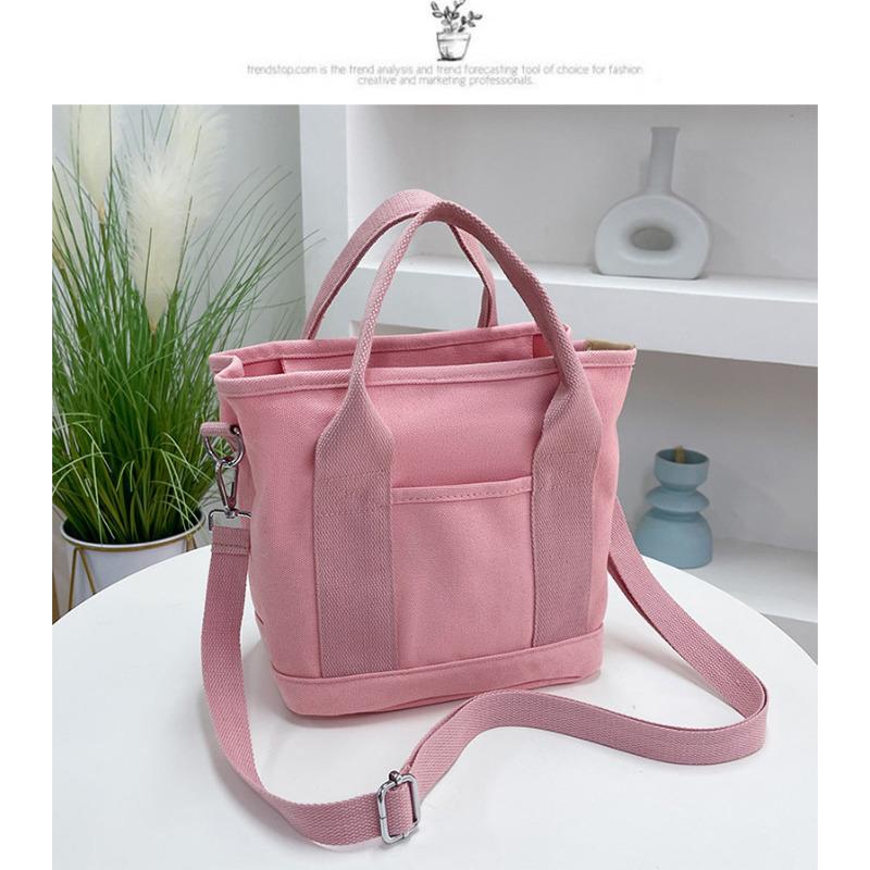 Japanese Style Canvas Tote Bag for Women, Multi-Layer Handheld Purse, Large Capacity Casual Bucket Handbag for Daily Commute KTB