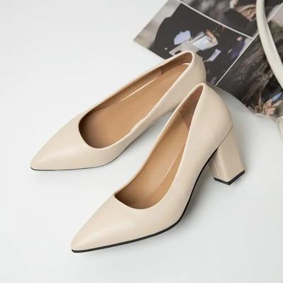 Fashion High Heels Women 2024 New Korean Style Pointed Shallow Mouth Thick Heel Fashion Shoes Sapatos De Mujer