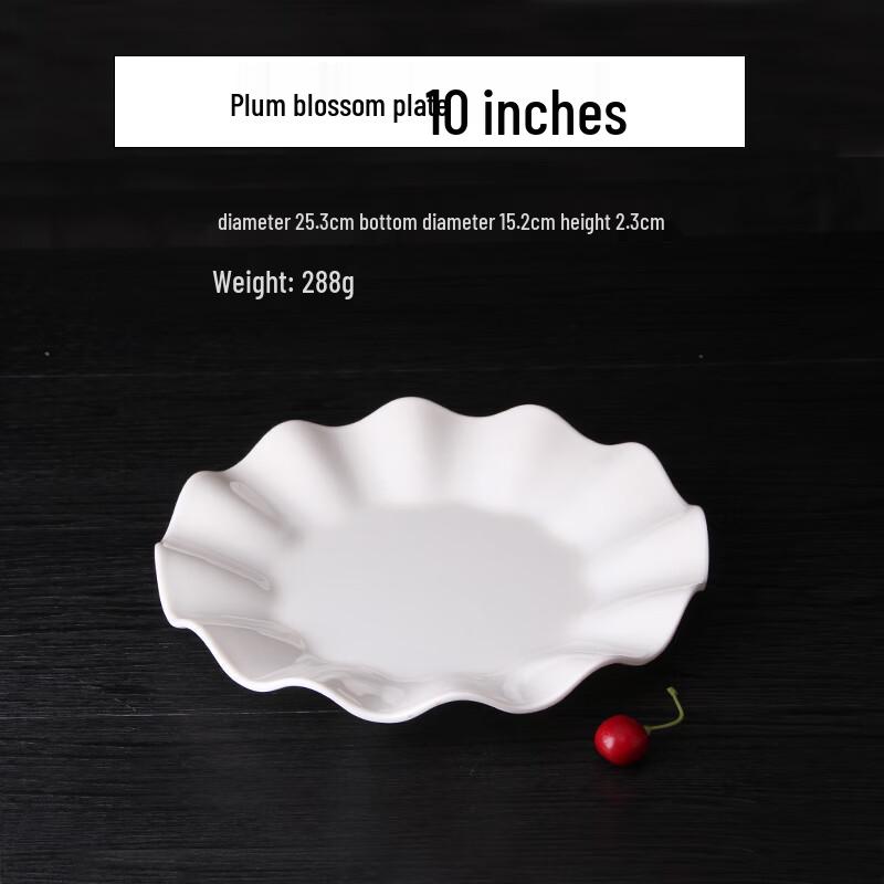 Qianxing A8 Melamine Plum Blossom Dinner Plate Set, 10-inch (5-pack)