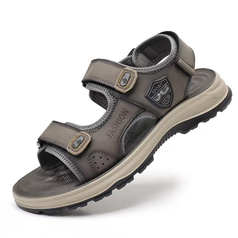 

Summer New Designer Roman Leather Sandals for Men Breathable Anti-slip Casual Beach Shoes Man Fashion Casual Platform Sandals 38