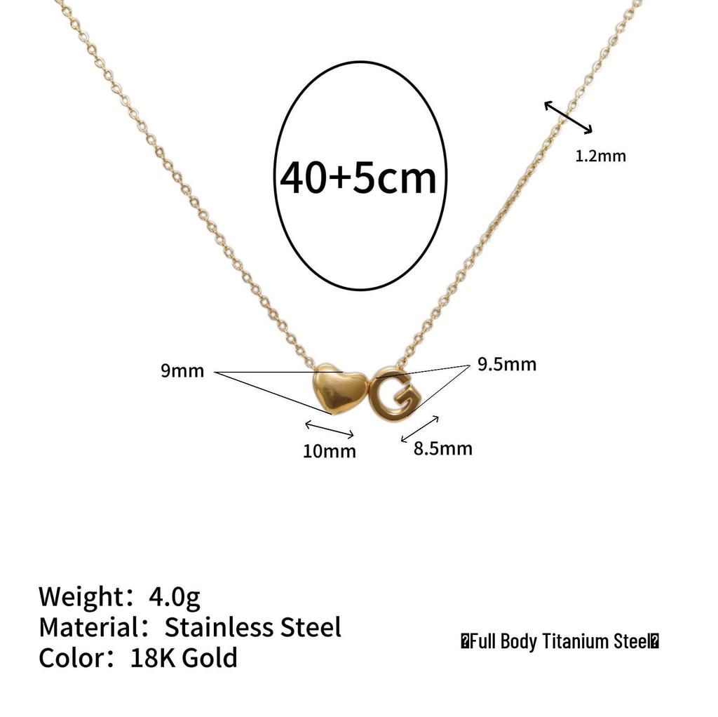 Herz Anhänger Halskette: 18K vergoldeter Edelstahl mit 26 englischen Buchstaben.