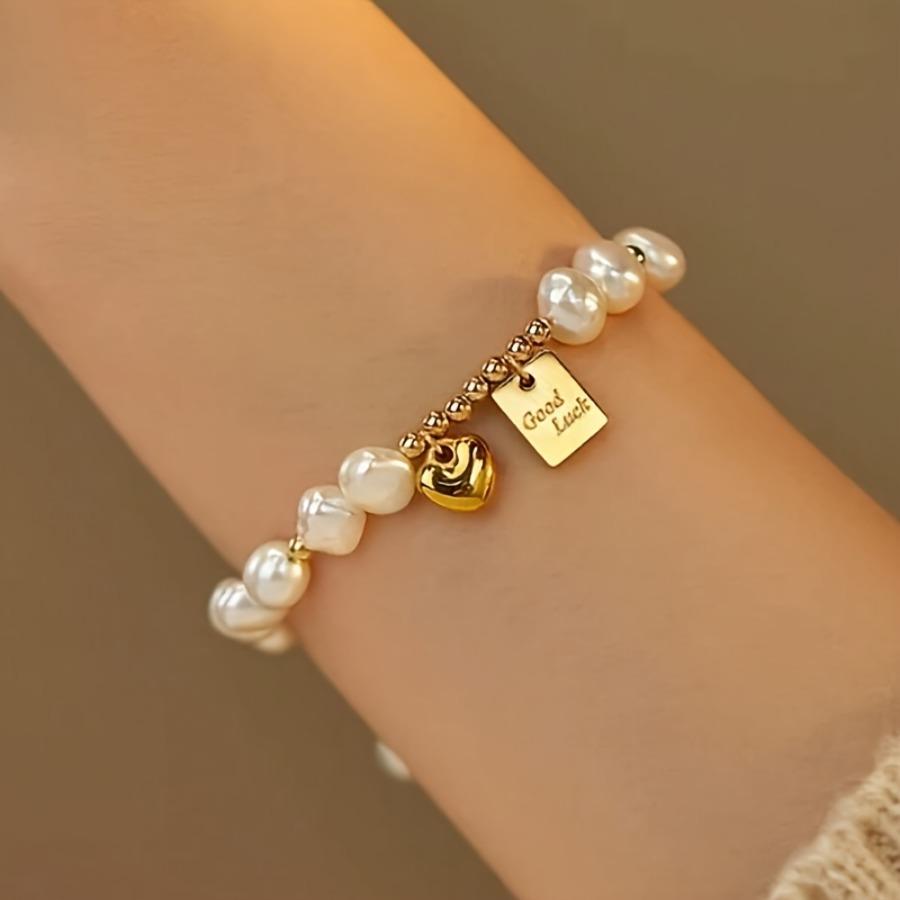 [Baroque Heart Bracelet] 1pc Sweet and Cool Baroque Heart Bracelet - Unique Hand Jewelry with Fashionable Temperament Lucky Charm Tag
