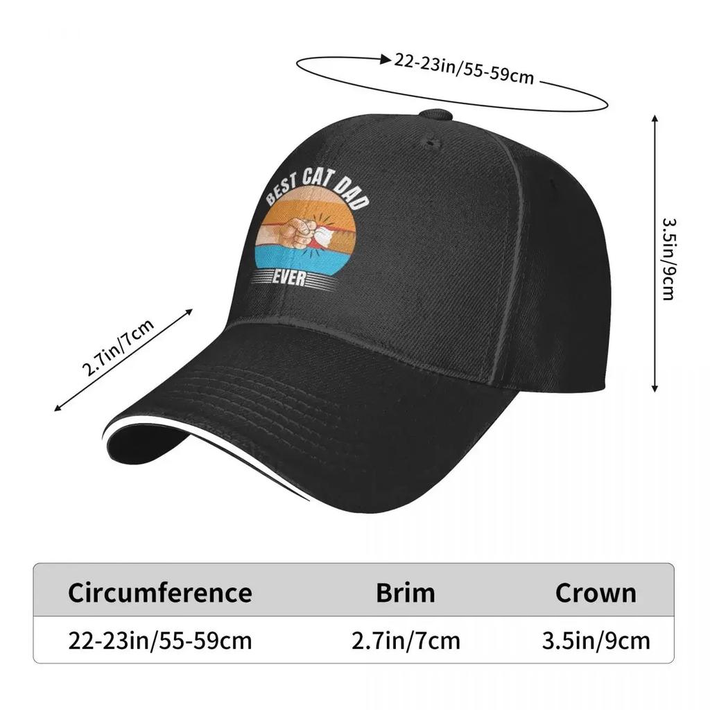 Best Cat Dad Ever Baseball Cap Big Size Hat Rugby Uv Protection Solar Hat Hats Woman Men's