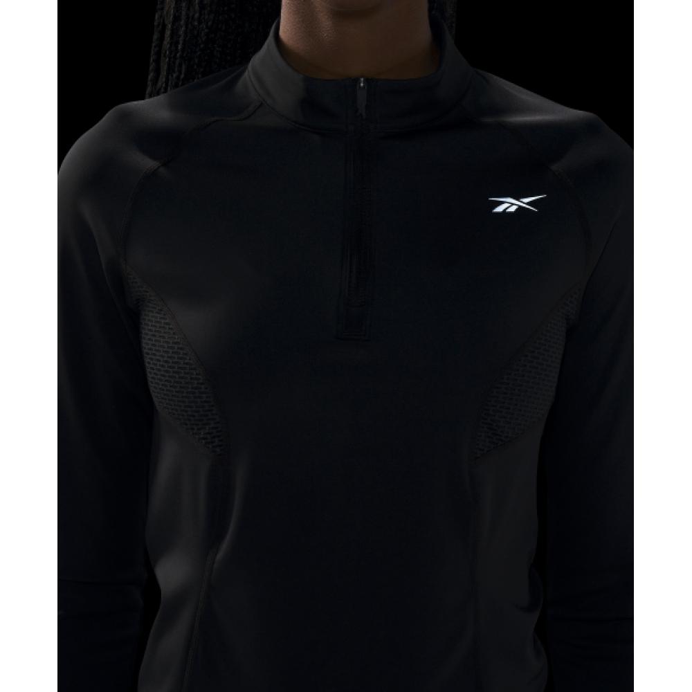 Reebok Running Half Zip Up T Shirt  W    Black  100075413