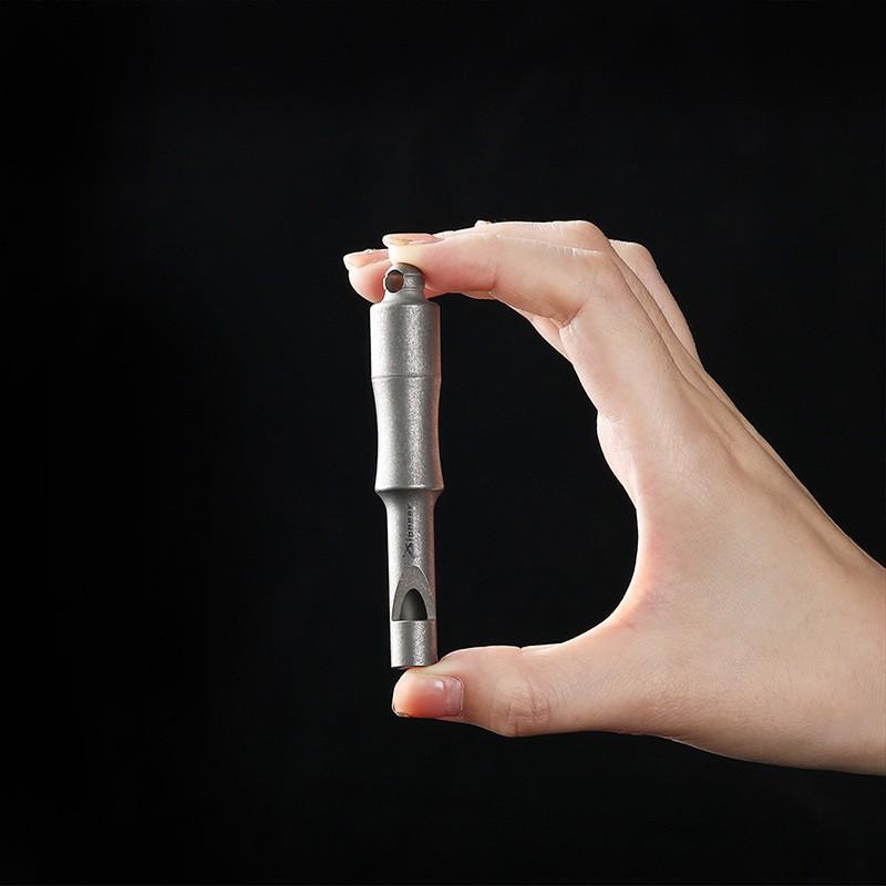Titanium Survival Whistle Outdoor Camping Emergency Signal Tool With Waterproof Storage Compartment Lanyard