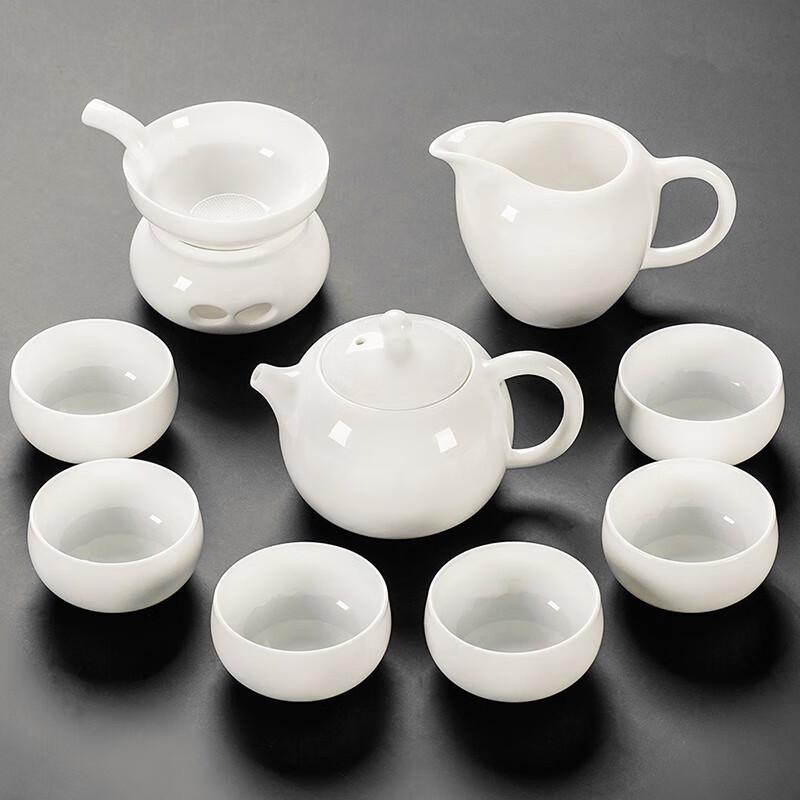 Lainuo Mutton-fat Jade Porcelain 9-Piece Tea Set