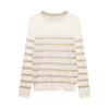 2026 Spring Women's Metallic Thread Knit Striped Sweater - European & American Style, Round Neck, Color 7174