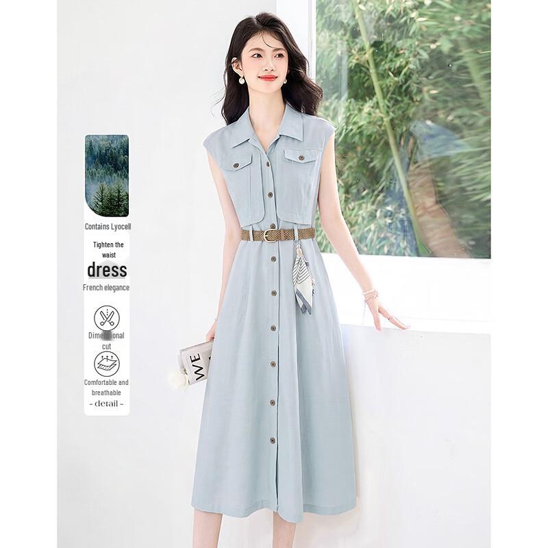 Elegant Summer A-Line Midi Dress L