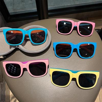 Vintage Kids Sunglasses Square Frame UV 400 Foldable Outdoor Shades for Toddler Boys Girls