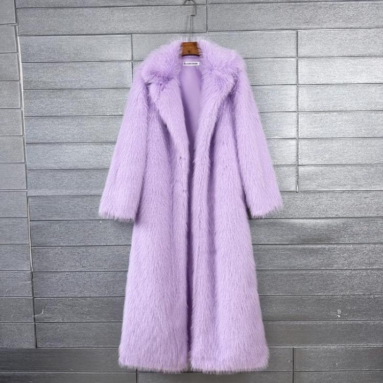 

Winter Women Casual Faux Fur Coat Long Jacket Trendy Cardigan Solid Color High End Fashion XL