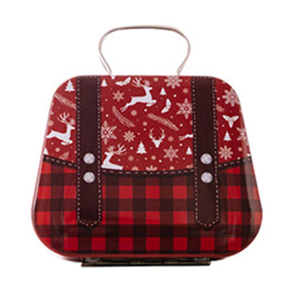 Christmas Tin Gift Box Mini Handbag Design Candy Container for Kids/Portable Cookie Storage/Holiday Decoration