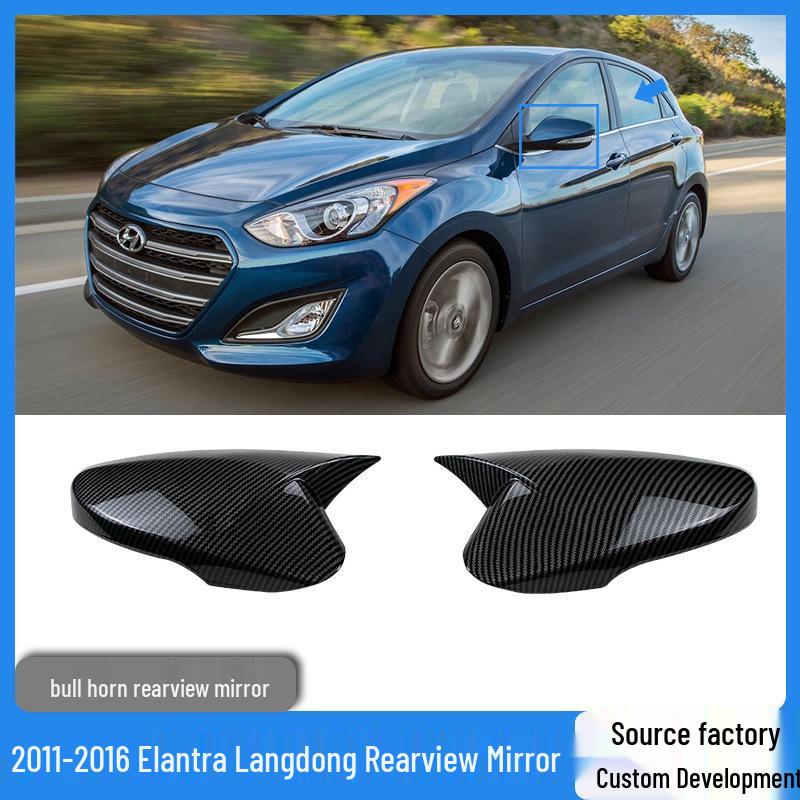 Langdong/Veloster Horn-Shaped Rearview Mirror Cover for 2012-2017 Models Glossy Black