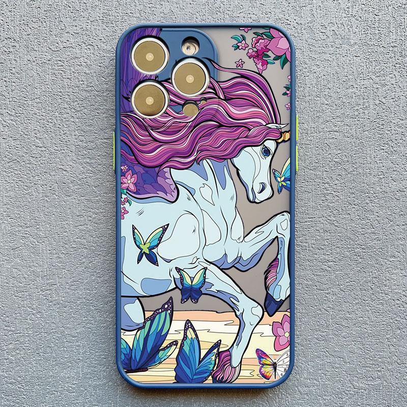 Cartoon Unicorn Phone Case For iPhone 12 13 Pro Max Mini XR XS X 8 7 Plus Back Cover For iPhone 11 14 Pro Max Shockproof Shells
