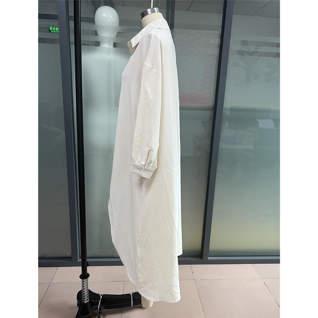 Women's Solid Color Loose Elegant Long Sleeve Irregular Lapel Shirt