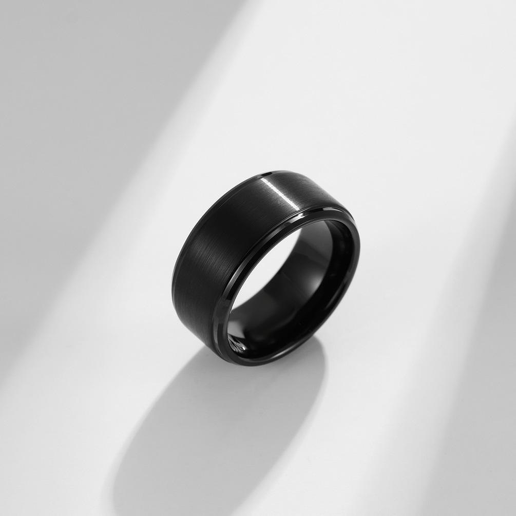 6810mm Brushed Tungsten Steel Plated Black Matte Ring for Men Simple Hard Alloy Dial Finger