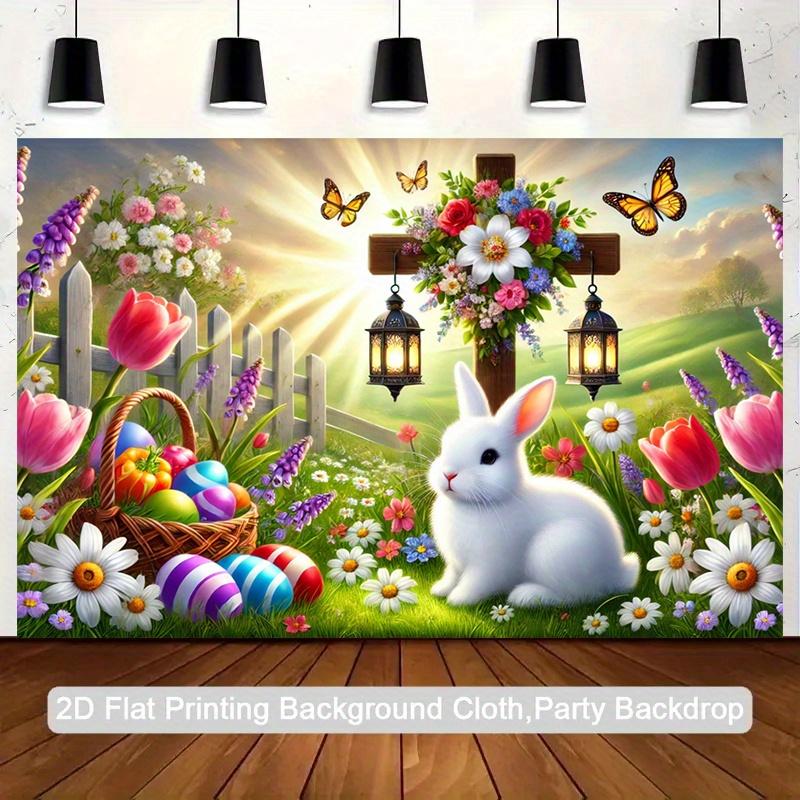 1 2D Flat Piece, Easter Cross, Background Cloth Flag, Party Background Tapestry, Indoor and Outdoor Banner Decoration