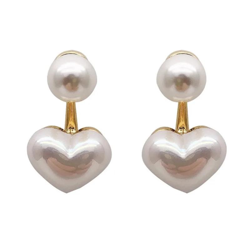 LATS New Fashion Contracted Heart Pearl Fine Earrings Joker Sweet Elegant Temperament Women Drop Earring Fashion Jewelry