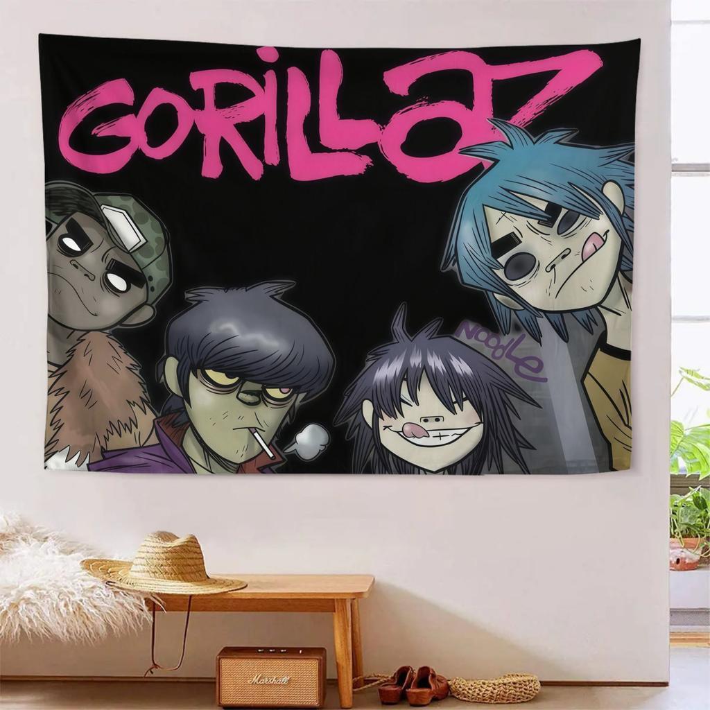 Virtual Band Tapestry Street Punk Style Character Print Hanging Cloth Living Room Background Wall Music Lover